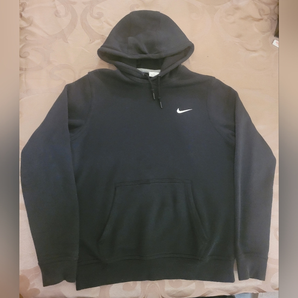 Nike Men's Black Hoodie with White Logo